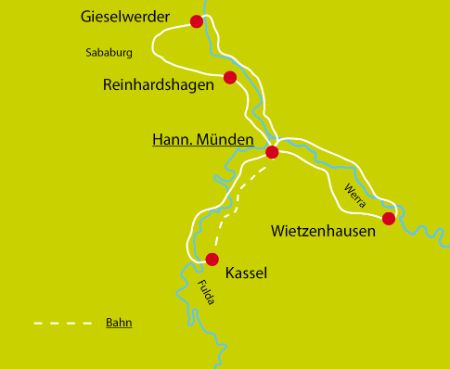 Radtour Weser Sternfahrt Karte